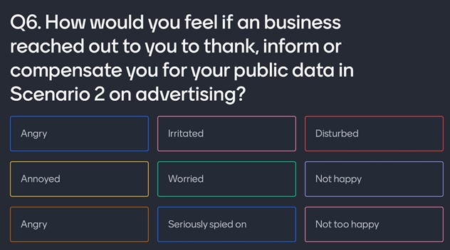 Free-text comments showing audience responses to Q7