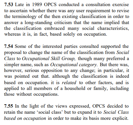 Text about changes to occupational classification 1991
