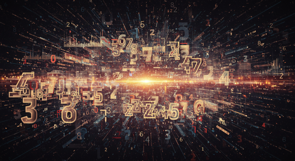 An abstract representation that data matters - an apparent explosion with colourful numbers coming out